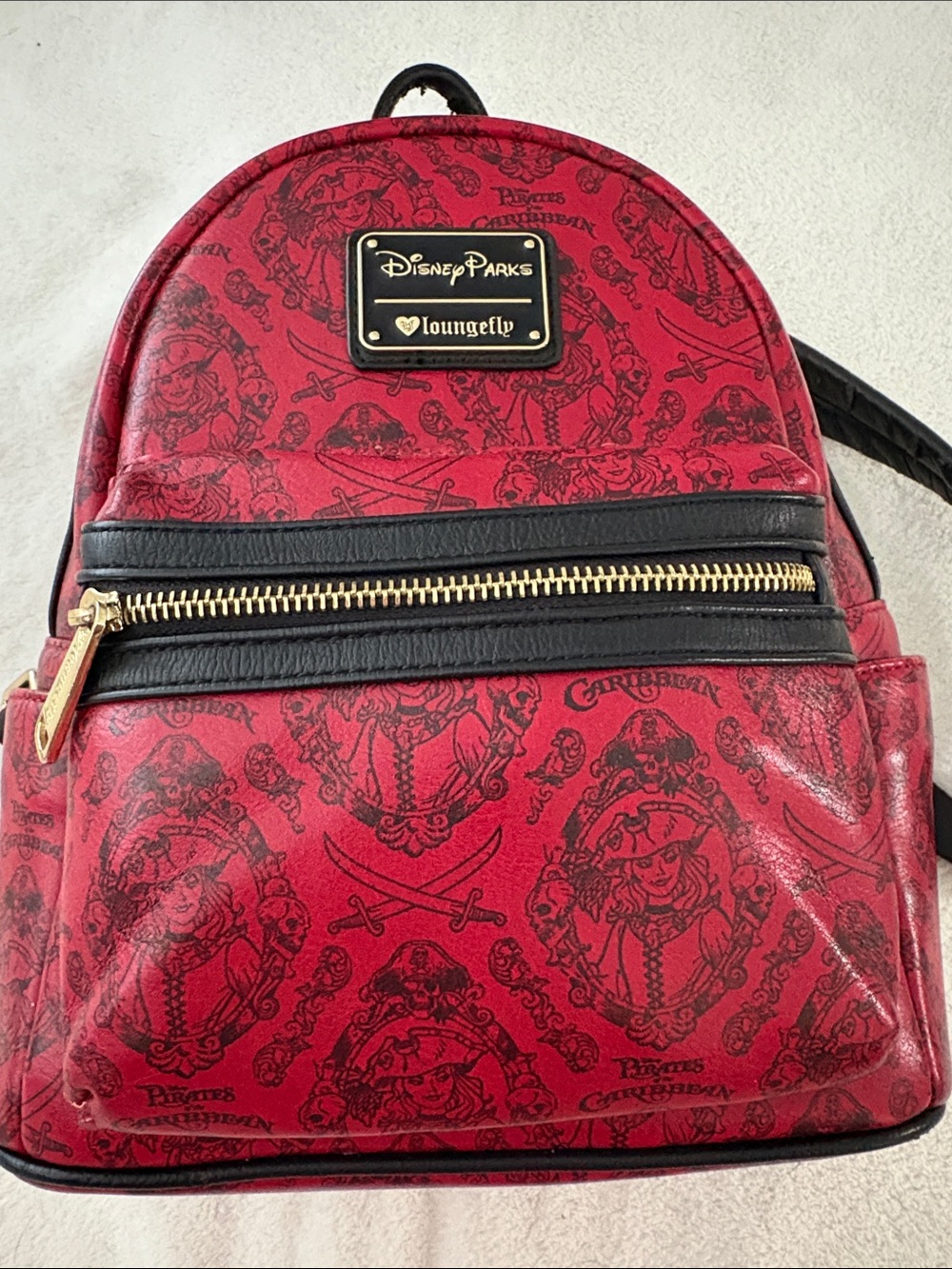 Loungefly Disney Parks used Red and Black Pirates of the Caribbean Mini Backpack